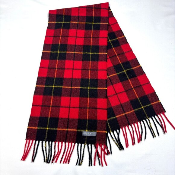 Lyle & Scott Scotland Red Tartan Plaid Wool Scarf Made in Scotland 52 X 11.75 in - Picture 1 of 3